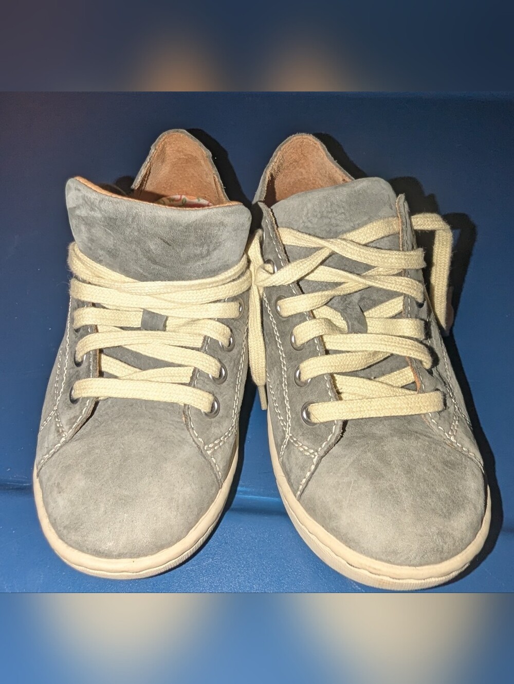 Born Gray Suede Sneakers with Cream Laces